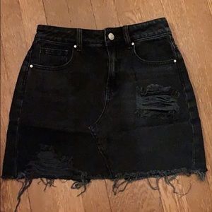 PacSun Distressed Black Jean Skirt